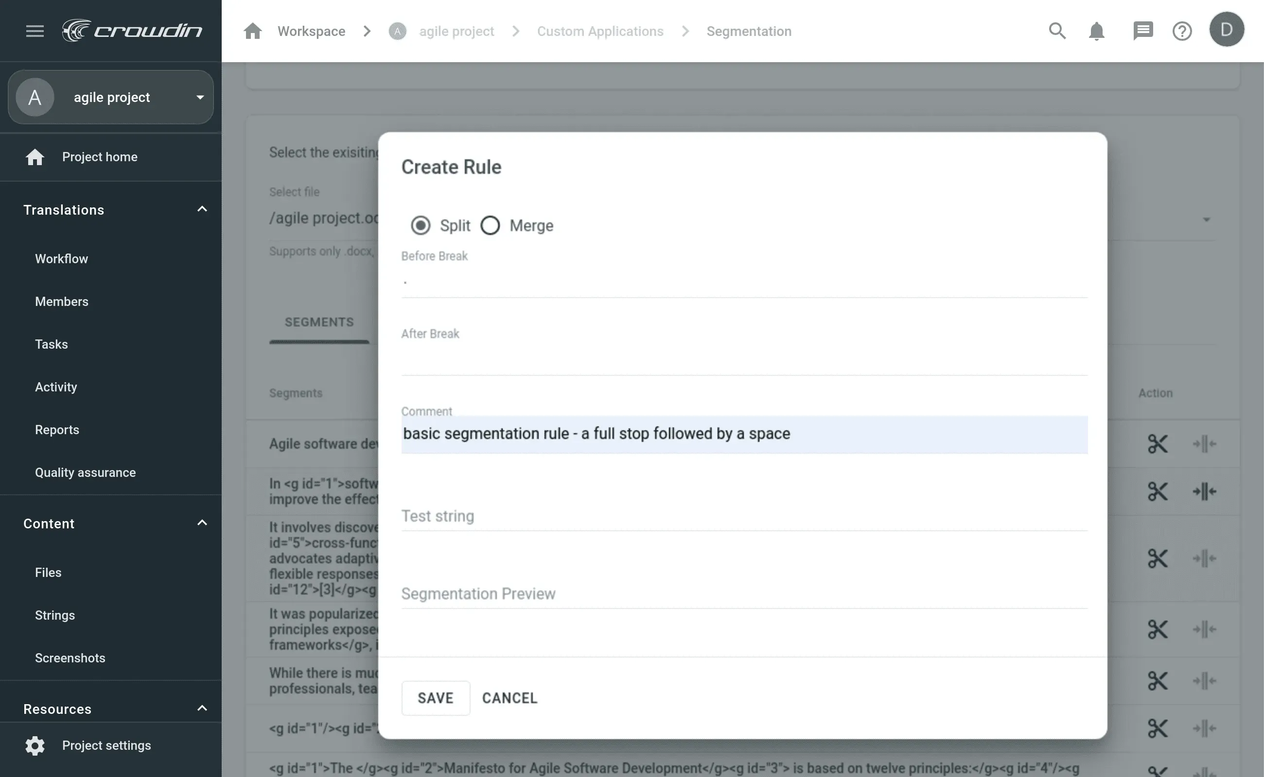 Add custom segmentation rules