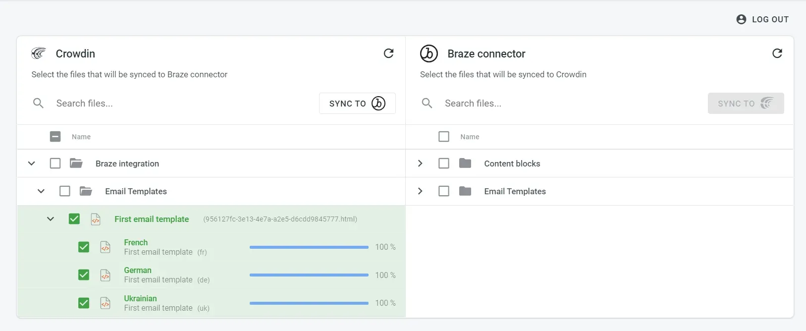 Synchronization of Braze content 