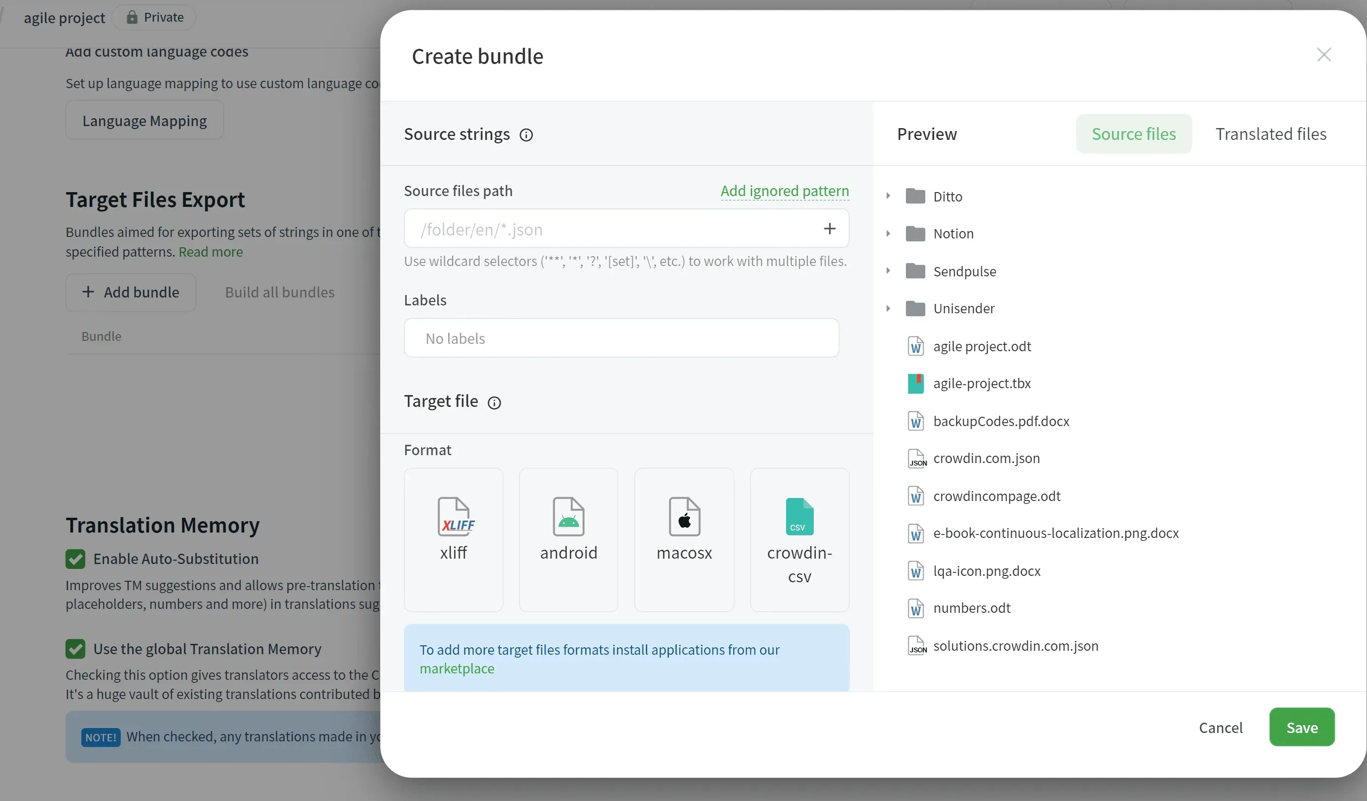 Crowdin Bundles: Export strings in different file formats