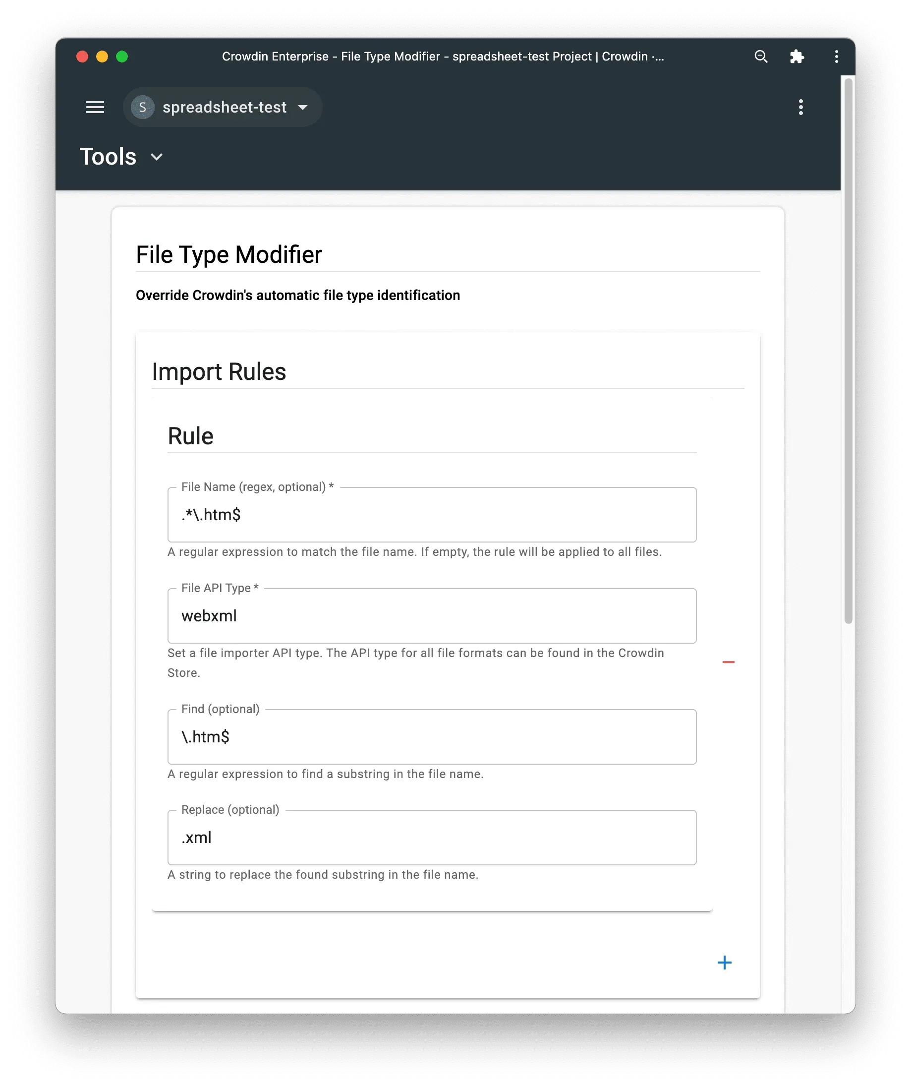 File Type Modifier Crowdin app