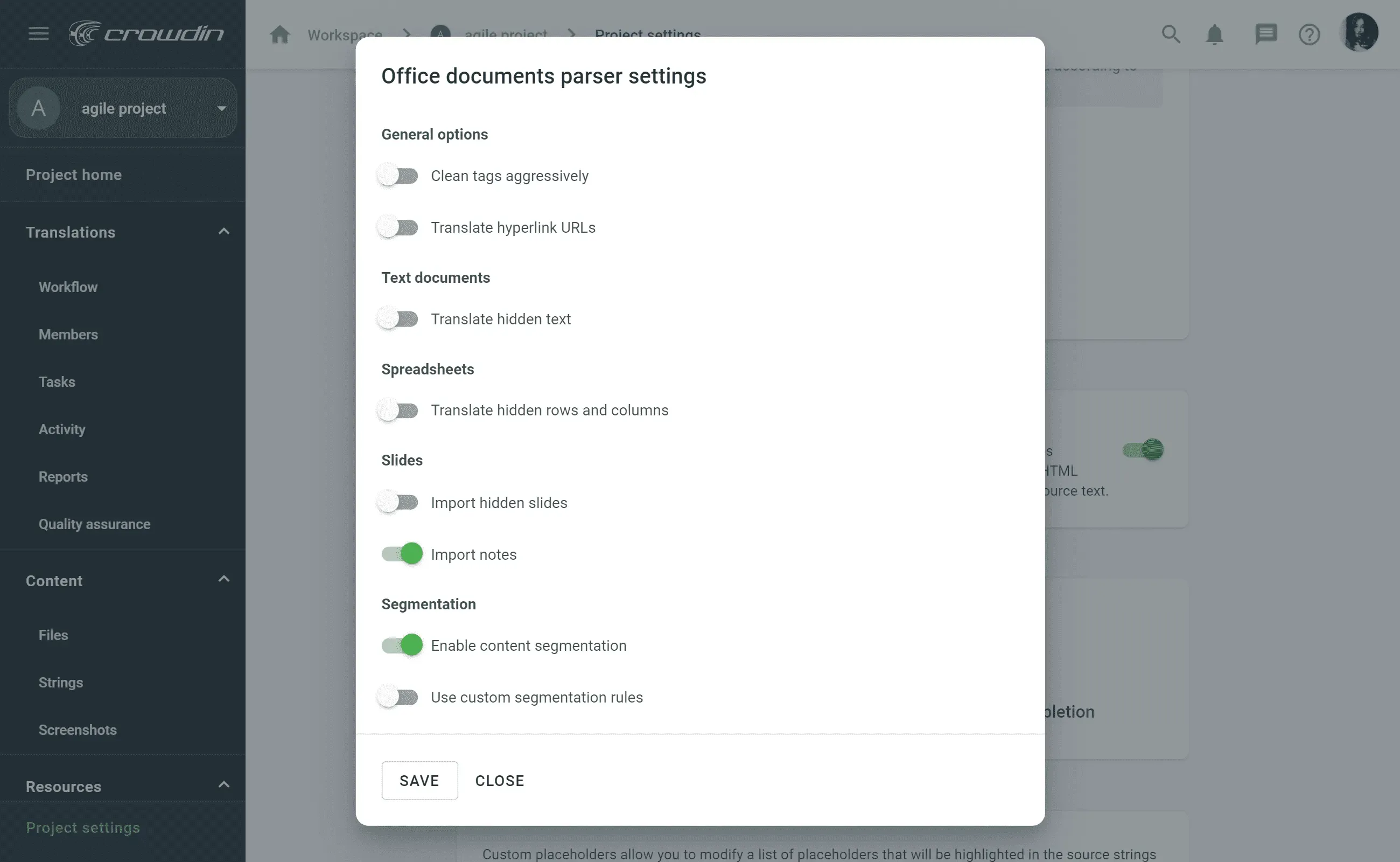 Import/Export Configuration For Native File Formats