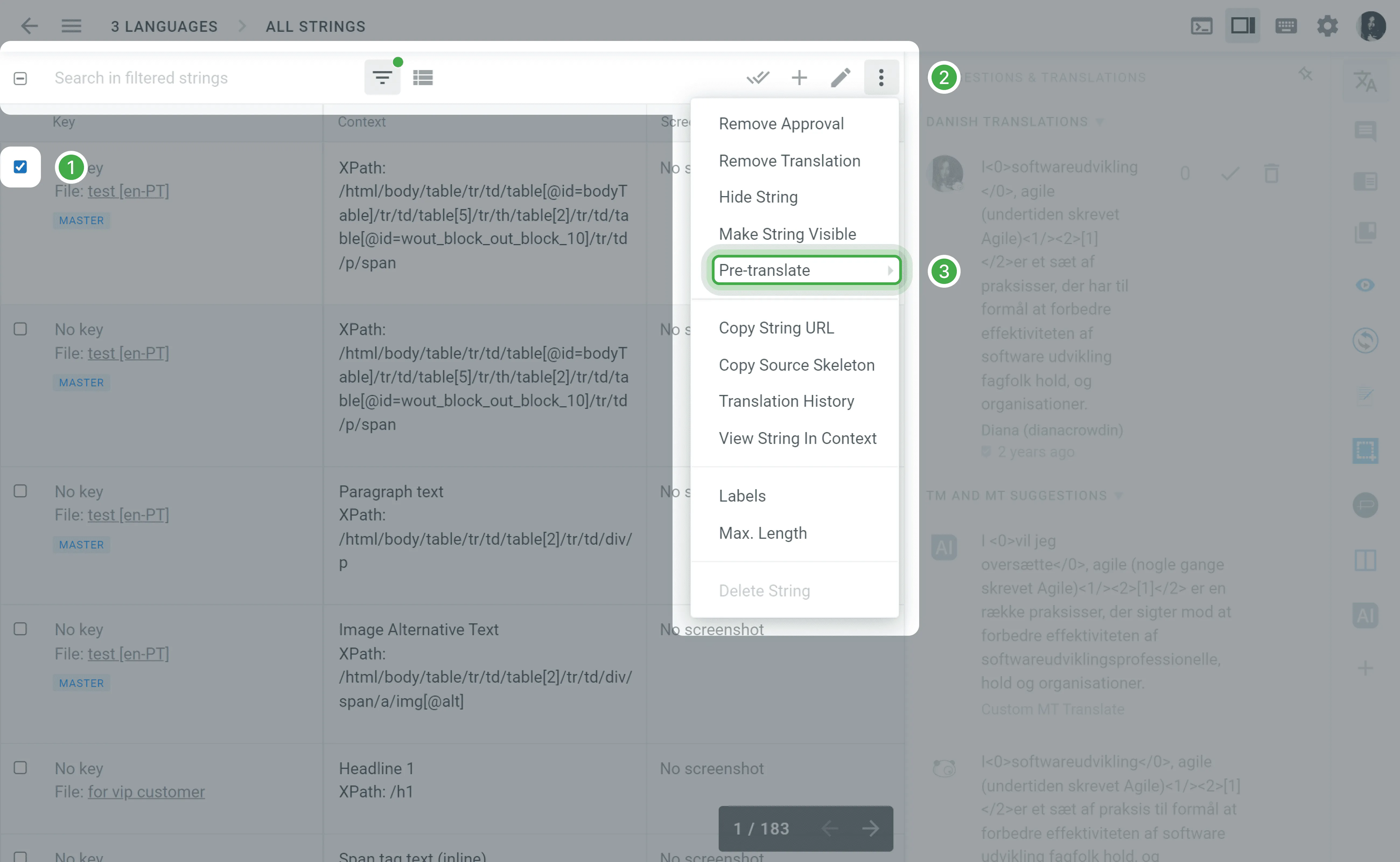 Pre-translate Strings via Editor