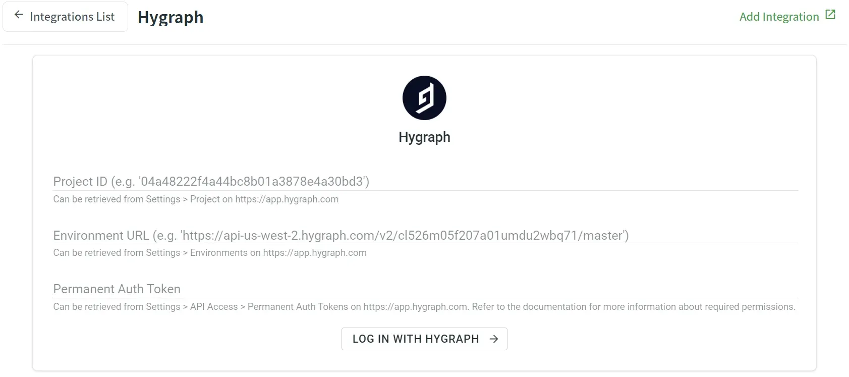 connect Hygraph account