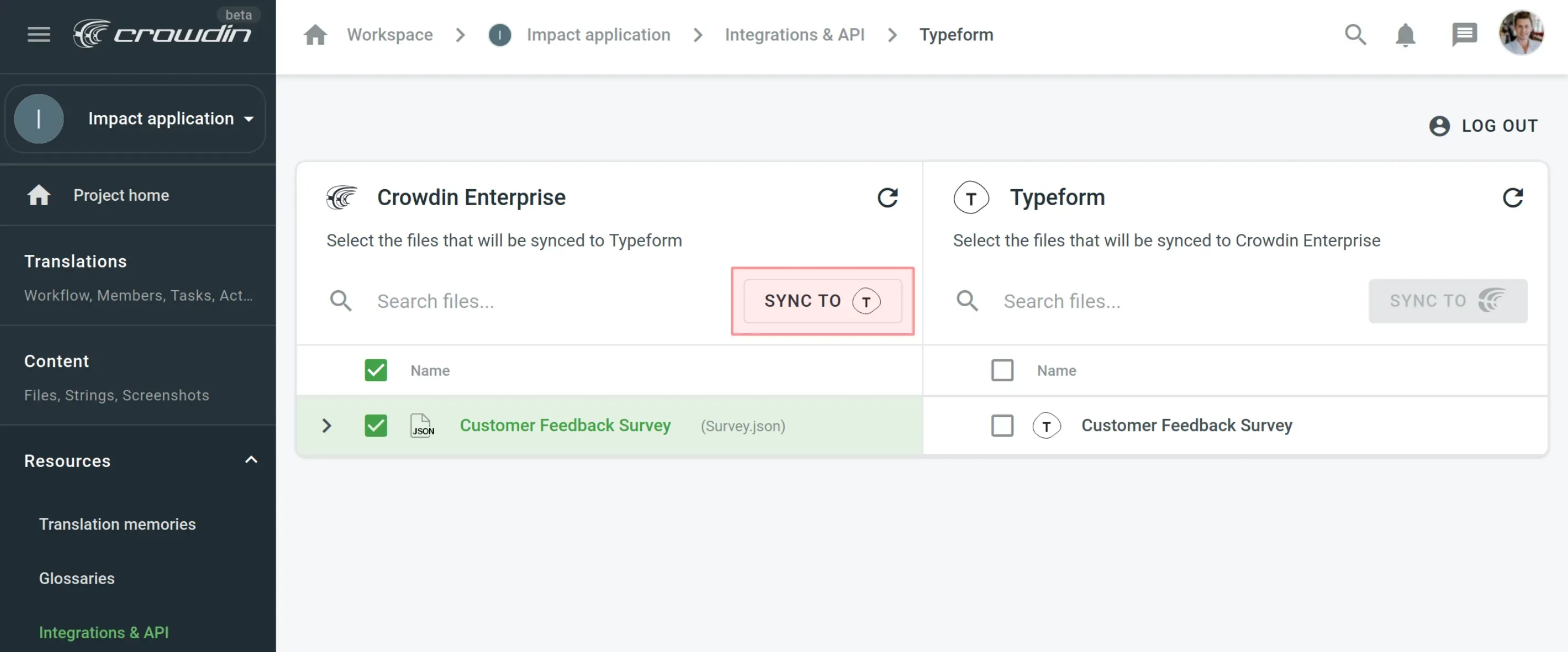 Export translations from Typeform to Crowdin 