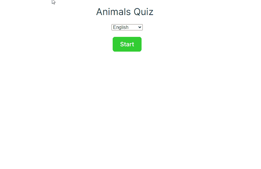 Playing the quiz with the questions localized