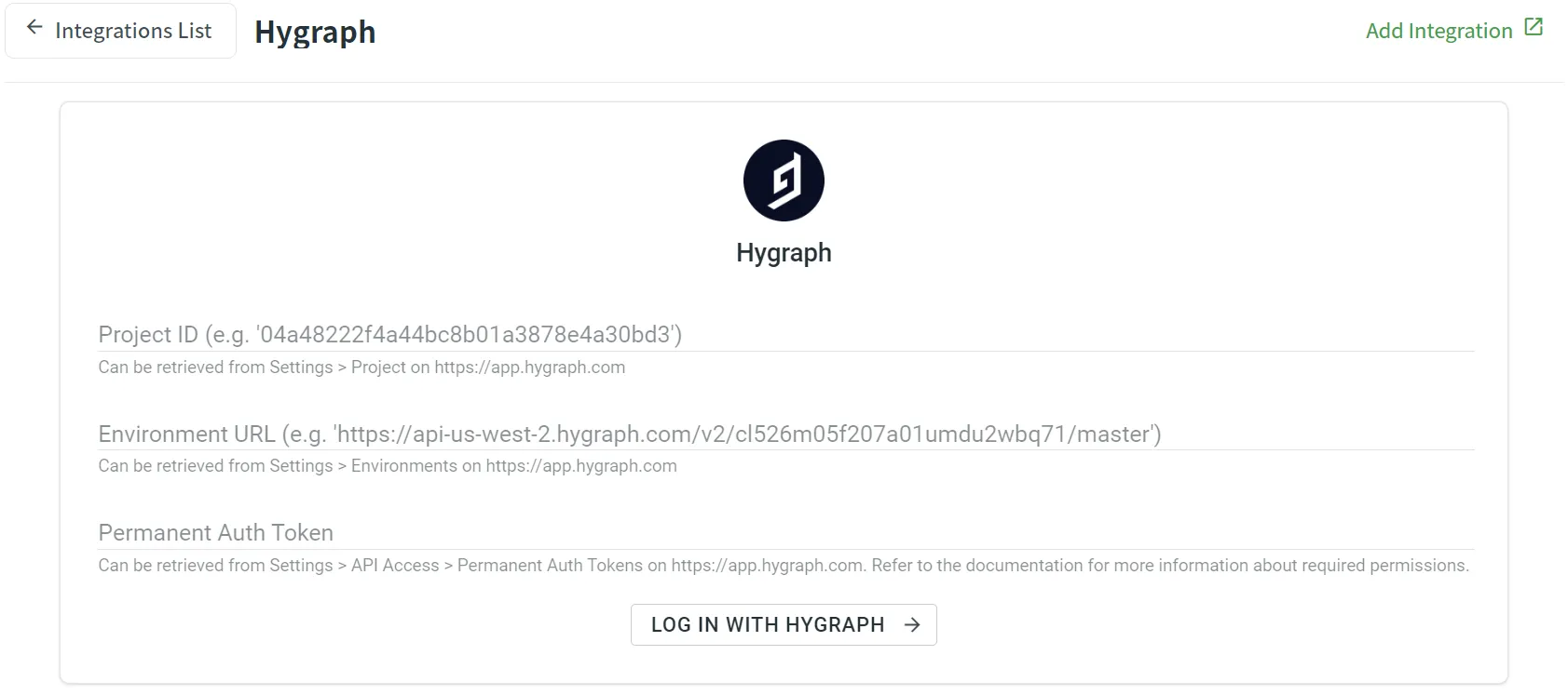 connect Hygraph account
